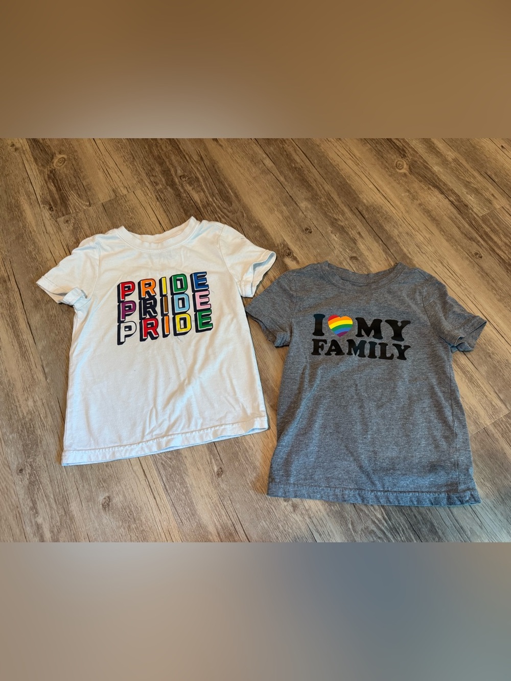 Show your pride side with these two Pride tees in size 3t.